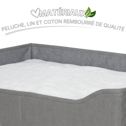 Maison pour chats avec couchage supérieur moelleux en peluche lin et coton rembourré