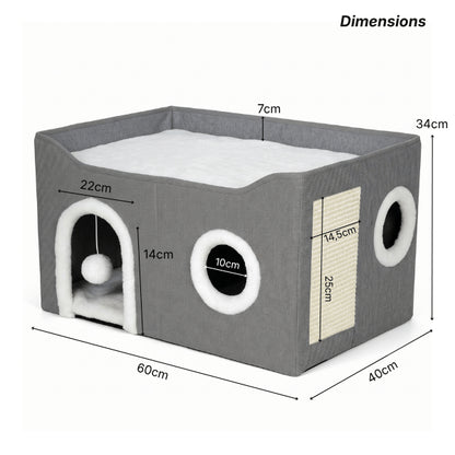 Maison pour chats spacieuse adaptée à tout félin chaton et chat adulte avec ouvertures latérales