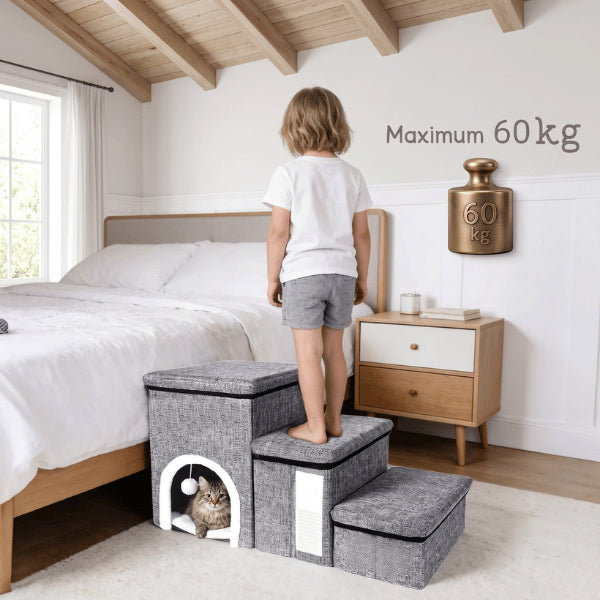 Maisonnette chat robuste supportant jusqu’à 60 kg grâce aux panneaux renforcés