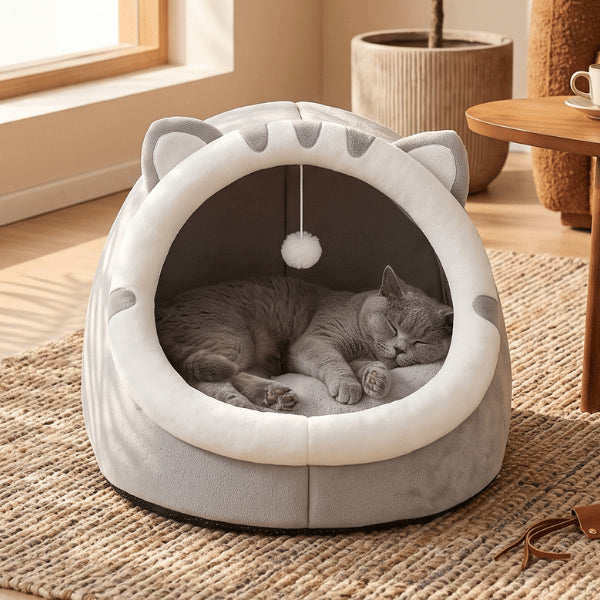 Maisonnette pour chat enveloppante avec coussin douillet favorisant calme intimité et sommeil paisible