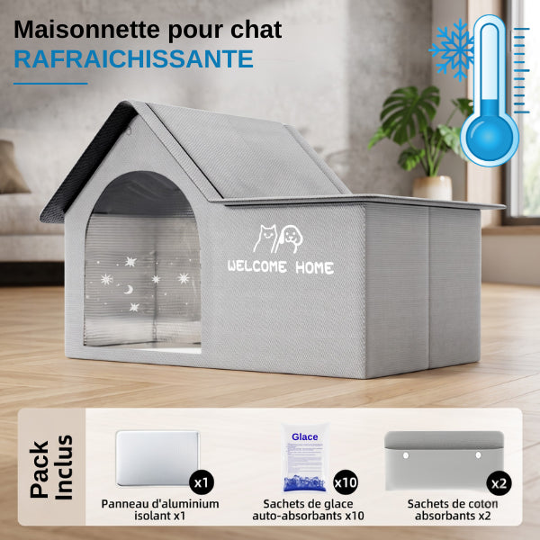 Maisonnettes pour chats rafraîchissantes avec packs de glace pour refuge frais tout l'été