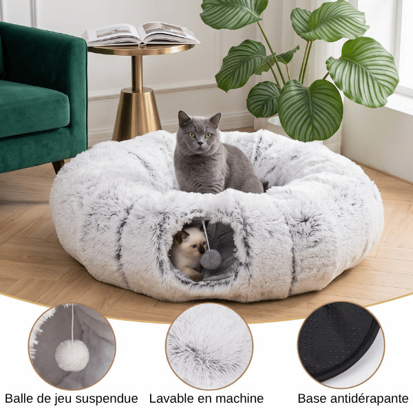 Maisons pour chats multifonctions avec couchage moelleux cachette et base antidérapante stable