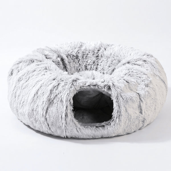 Maisons pour chats avec tunnel circulaire et coussin central pour détente et jeu interactif