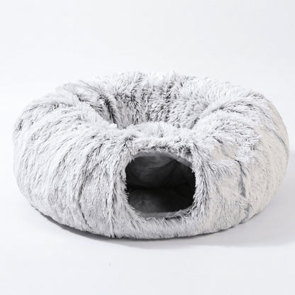 Maisons pour chats avec tunnel circulaire et coussin central pour détente et jeu interactif