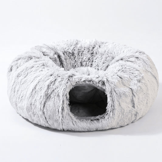 Maisons pour chats avec tunnel circulaire et coussin central pour détente et jeu interactif
