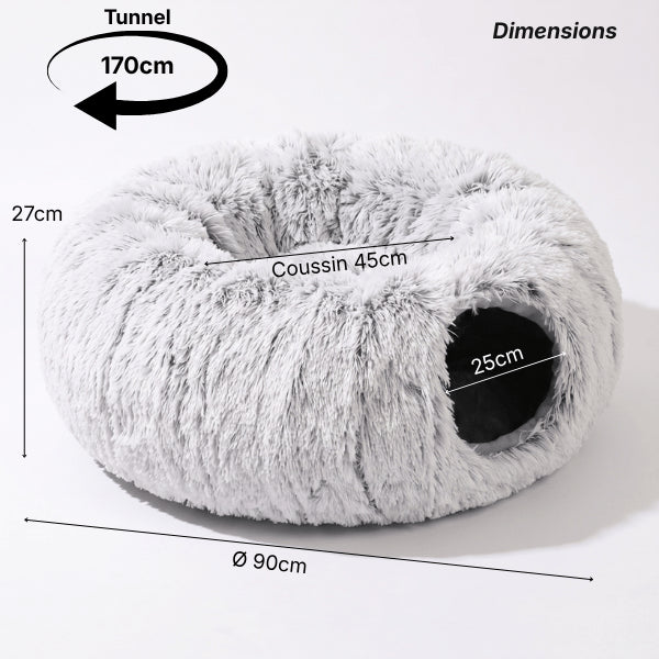 Maisons pour chats tunnel modulable de 170 cm avec coussin central moelleux