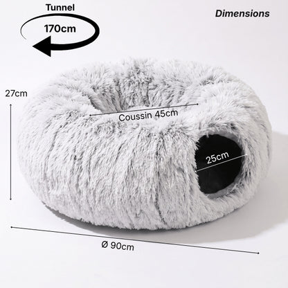 Maisons pour chats tunnel modulable de 170 cm avec coussin central moelleux