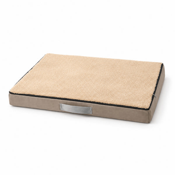 Matelas pour chat orthopédique beige avec poignée frontale pour déplacement facile