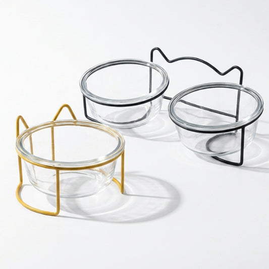 Collection de gamelle en verre pour chat simple et double design moderne et repas surélevé