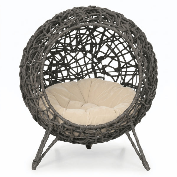 Niche pour chat intérieur anthracite au panier enveloppant avec coussin confortable