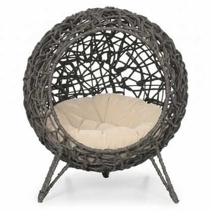 Niche pour chat intérieur anthracite au panier enveloppant avec coussin confortable