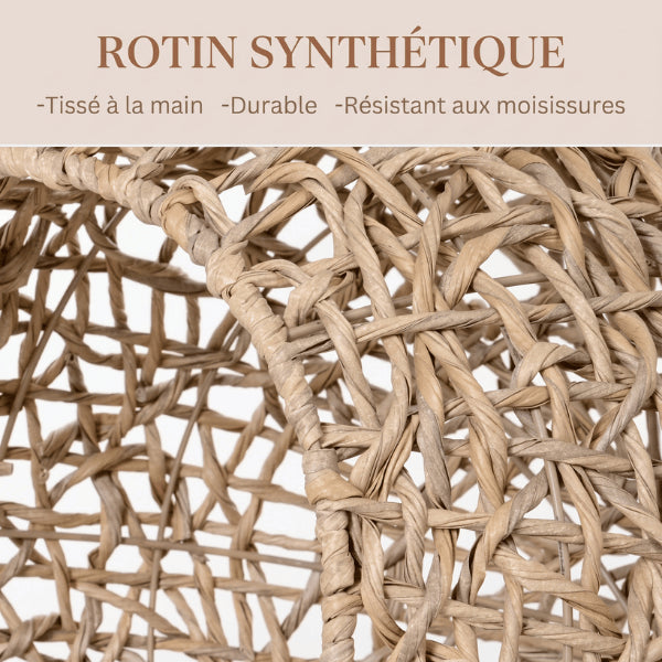 Niche pour chat intérieur en rotin synthétique tressé résistant aux moisissures