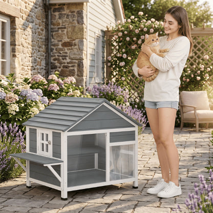Niche pour chat extérieur grande capacité adaptée à un ou deux chats adultes