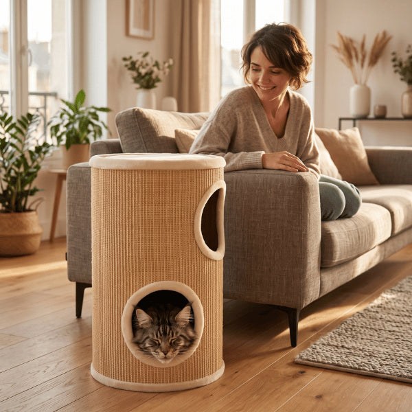Niches pour chat avec couchage douillet offrant calme et intimité au salon