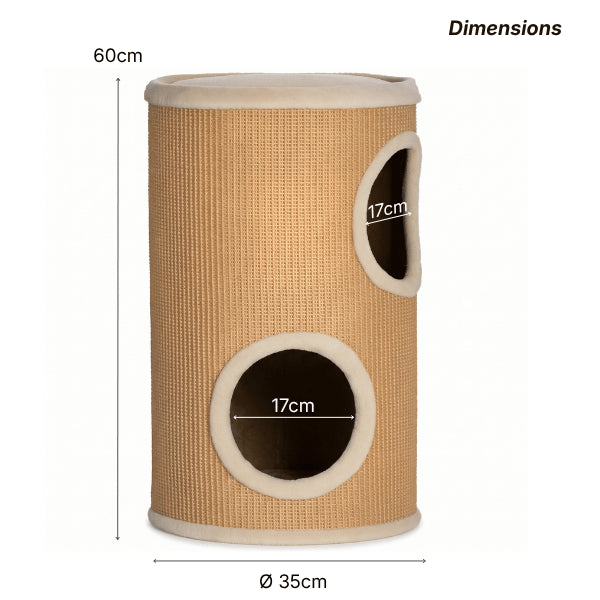 Niches pour chat compactes de 60 cm avec deux entrées de 17 cm