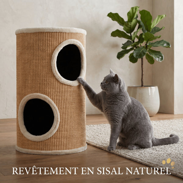Niches pour chat entièrement revêtues de sisal naturel pour griffer quotidiennement