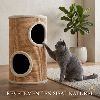 Niches pour chat entièrement revêtues de sisal naturel pour griffer quotidiennement