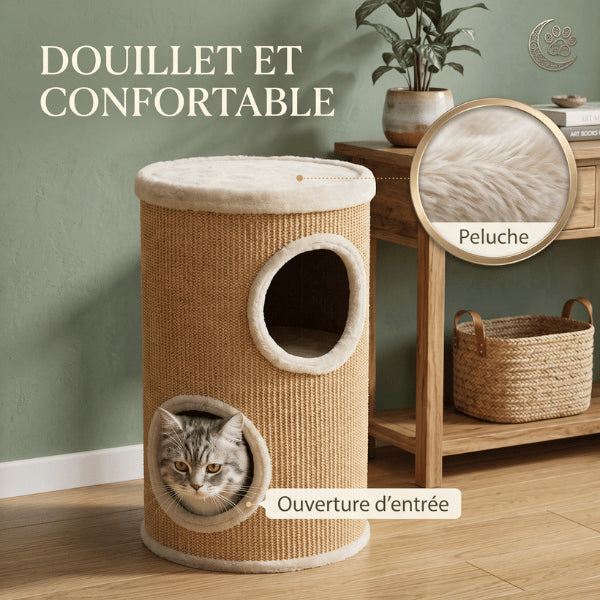 Niches pour chat avec bordures en peluche douce pour un confort chaleureux