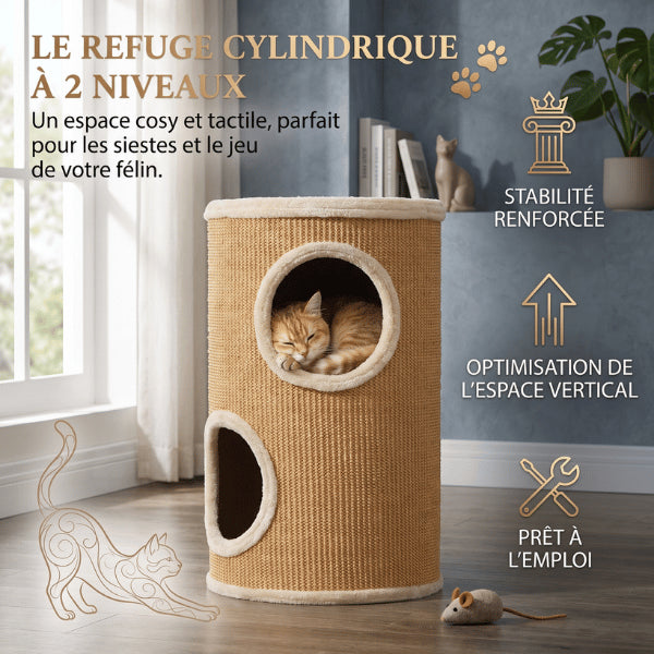 Niches pour chat à deux niveaux optimisant l'espace vertical pour dormir
