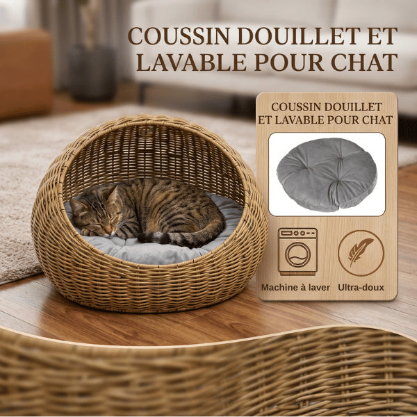 Niches pour chats avec coussin lavable en machine pour couchage hygiénique