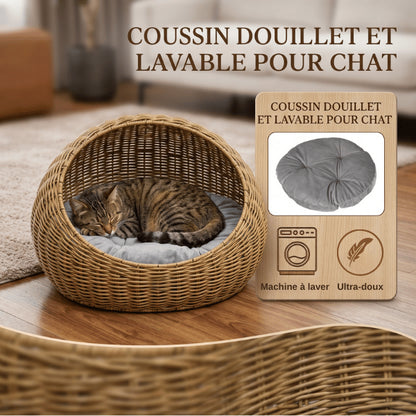 Niches pour chats avec coussin lavable en machine pour couchage hygiénique