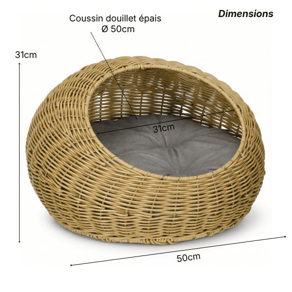 Niches pour chats compactes de 50 cm avec coussin douillet épais