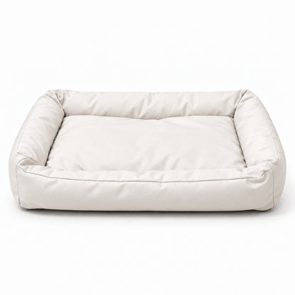 Panier pour chat blanc imperméable avec coussin rembourré et bords enveloppants
