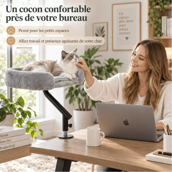 Panier pour chat de bureau gardant votre compagnon proche pendant le télétravail