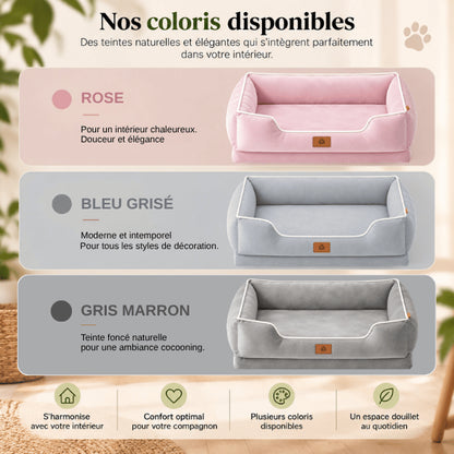 Panier chat disponible en rose bleu grisé et gris marron élégant