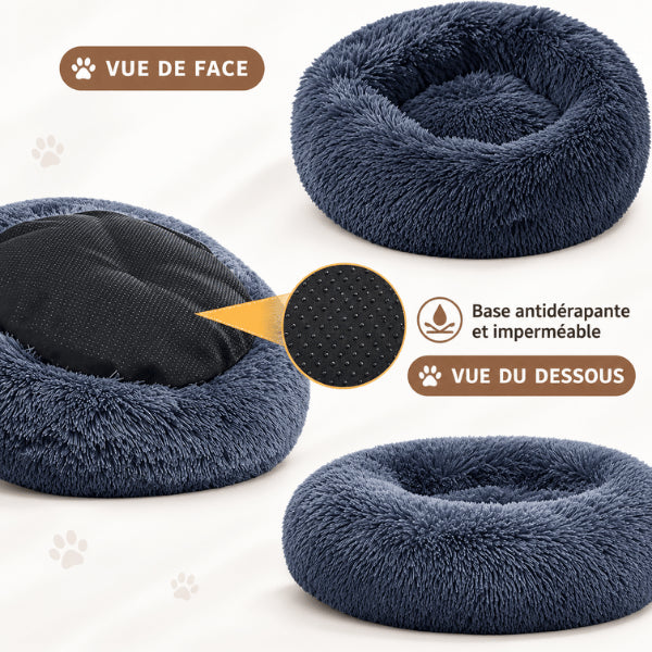 Panier donut pour chat avec dessous imperméable et base antidérapante à picots