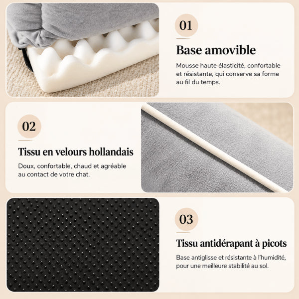 Panier chat avec mousse haute élasticité velours doux et base antidérapante