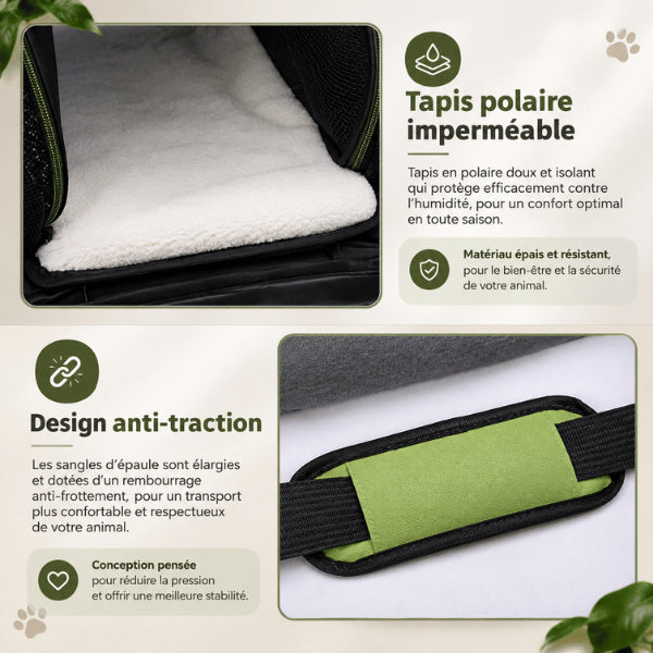 Panier de transport pour chat avec tapis polaire et bandoulière anti frottement