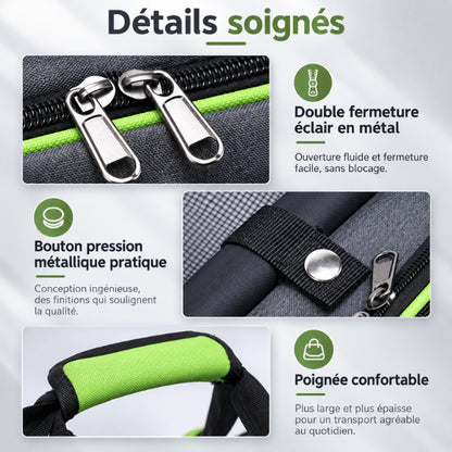 Panier de transport pour chat avec double fermeture métallique et poignée rembourrée