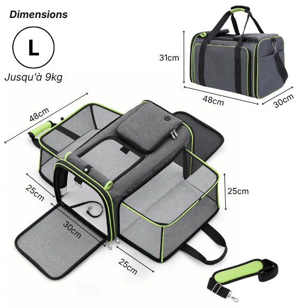 Panier de transport pour chat taille L extensible jusqu’à 9 kg