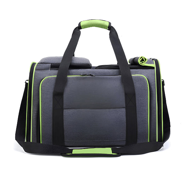 Panier de voyage pour chat pliable gris vert avec poignées de transport
