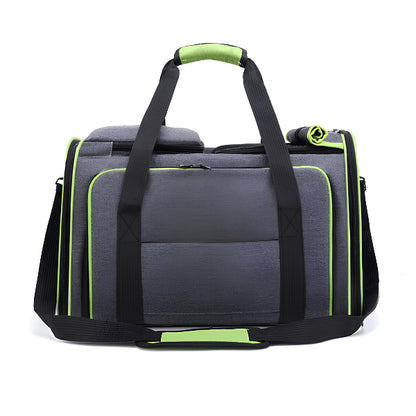 Panier de voyage pour chat pliable gris vert avec poignées de transport