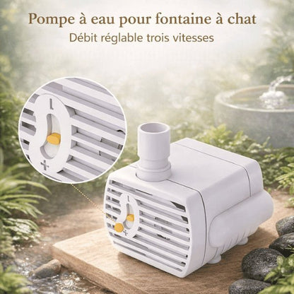 Pompe fontaine à eau chat avec débit réglable