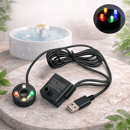 Pompe fontaine à eau pour chat avec alimentation USB et voyant LED