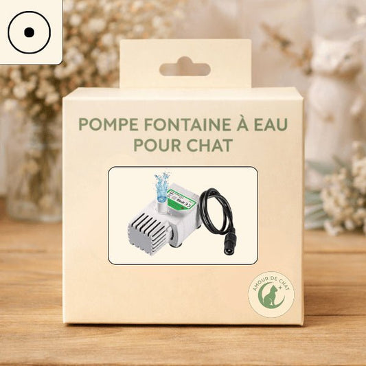 Pompe fontaine pour chat présentée dans son emballage produit