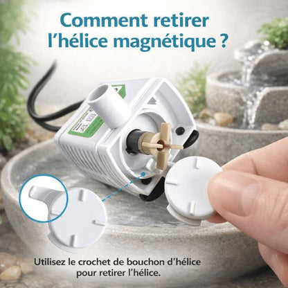 Retrait de l’hélice magnétique de la pompe fontaine pour chat