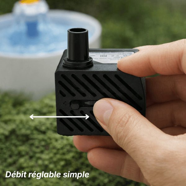 Pompe pour fontaine à eau chat avec débit réglable simple