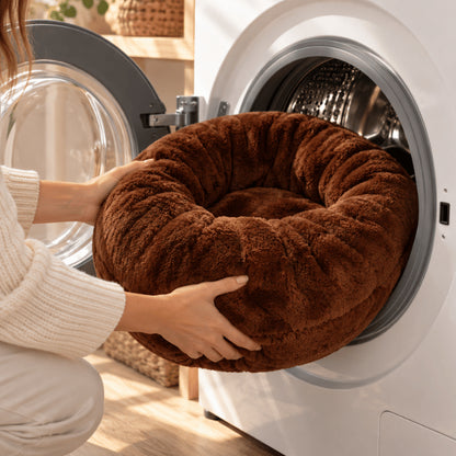 Pouf pour chat lavable en machine conçu pour faciliter entretien et hygiène quotidienne