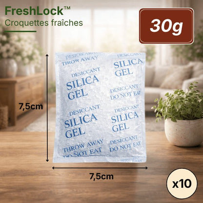 Sachet absorbeur d'humidité 30g en gel de silice pour distributeur de croquettes