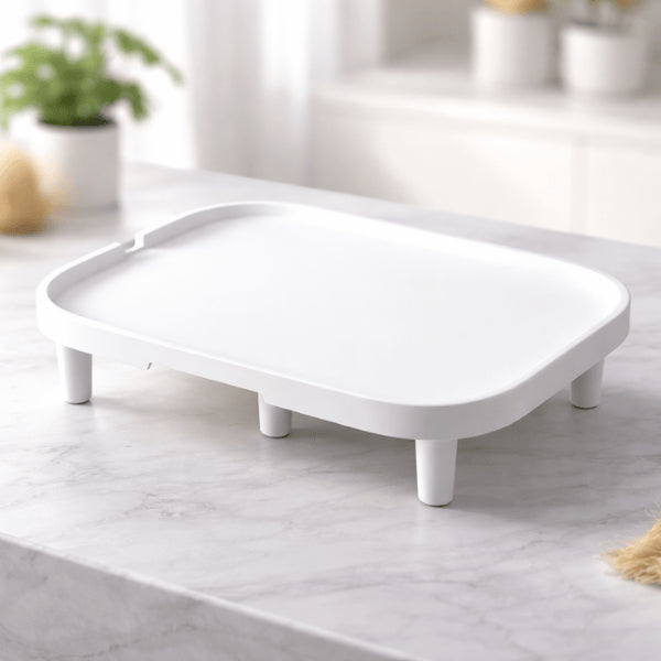 Support gamelle distributeur surélevé blanc pour organiser confortablement l’espace repas du chat