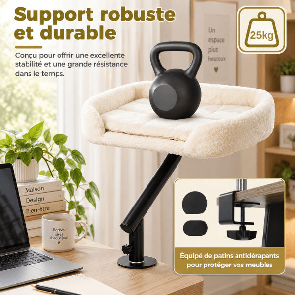 Panier chat de bureau sur support en fer robuste supportant jusqu’à 25 kg