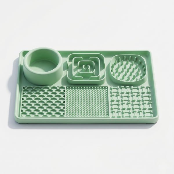 Tapis anti glouton chat antidérapant vert multi usages croquettes pâtée pour stimuler les repas
