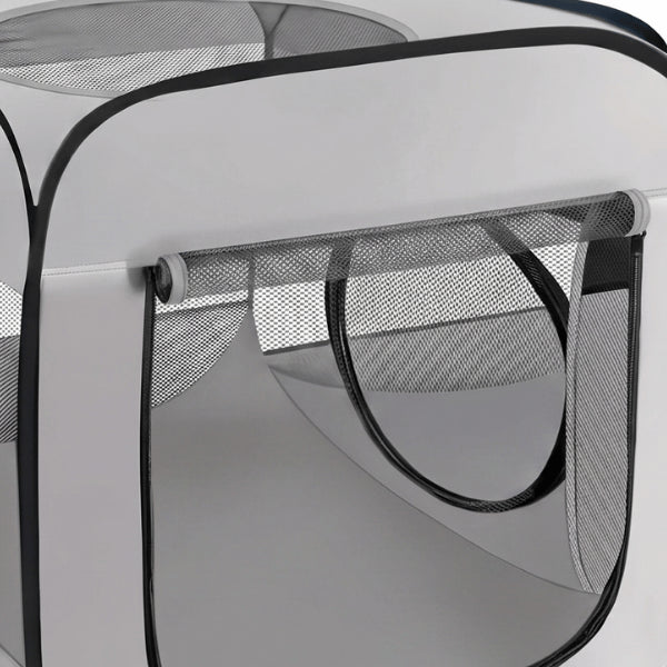 Tente pour chat grise fermeture éclair sécurisée avec ventilation passage double zoom matière