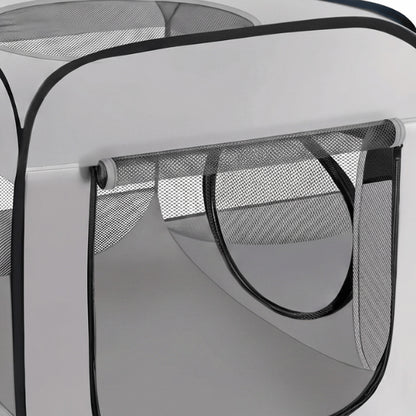Tente pour chat grise fermeture éclair sécurisée avec ventilation passage double zoom matière