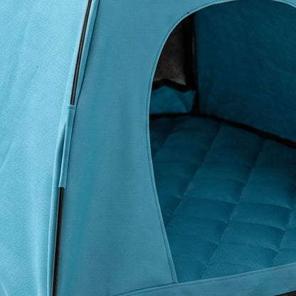 Tente pour chaton bleue avec ouverture large et tapis matelassé intérieur