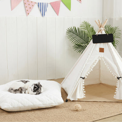 Tipi pour chat avec coussin épais amovible facilitant le nettoyage du couchage quotidien